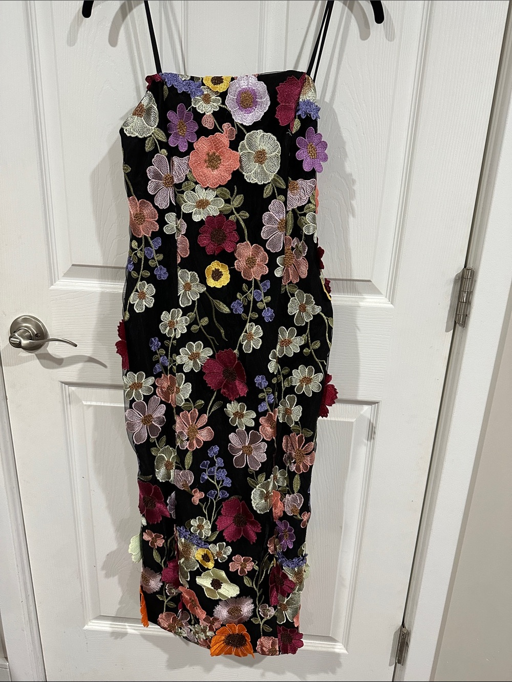 Endless Rose Black Dress with Multicolor Floral Embroidery size xs nwt